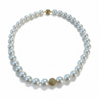 Collana Donna Perle Conchiglia Naturali Centrale Rame Zirconi 40cm
