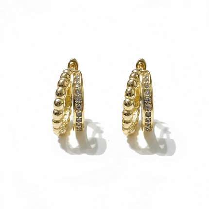 Orecchini Donna SHELLY Acciaio Inox Cerchio Zirconi 2cm Oro Anallergici