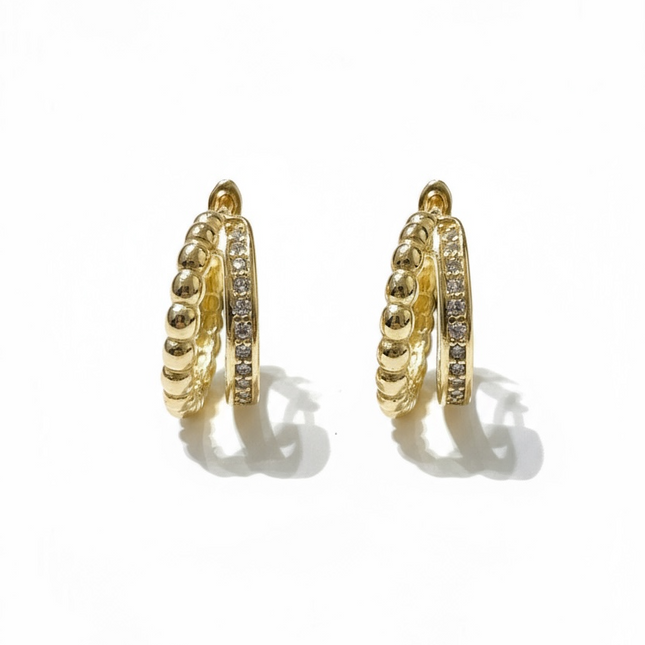 Orecchini Donna SHELLY Acciaio Inox Cerchio Zirconi 2cm Oro Anallergici