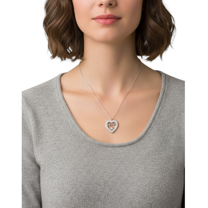 Collana Donna Acciaio Inox Cuore Mamma Zirconi Pendente Elegante