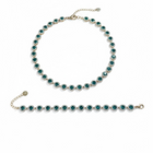Set Collana e Bracciale Tennis Donna Shelly Acciaio Gold Zirconi Verdi Elegante