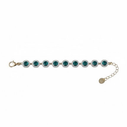 Shelly Set Collana e Bracciale Tennis Donna Acciaio Gold Zirconi Verdi Elegante