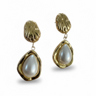 Orecchini Donna Shelly Pendenti Perla Design Organico Oro Argento Clip