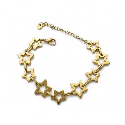 Bracciale Donna Acciaio Stelle Oro Silver Bicolore Regolabile