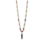 Collana Donna Shelly Acciaio Pendente Smeraldo Rubino Finitura Bronzo