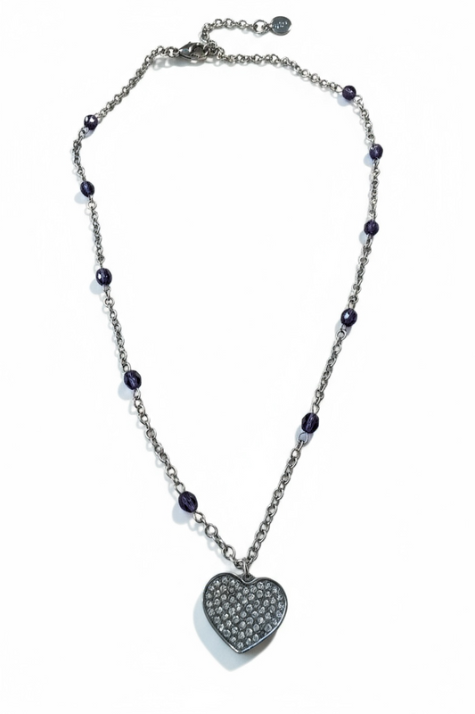 NUOVO 2Jewels Collana Donna Cuore Acciaio con Cristalli Viola Elegante