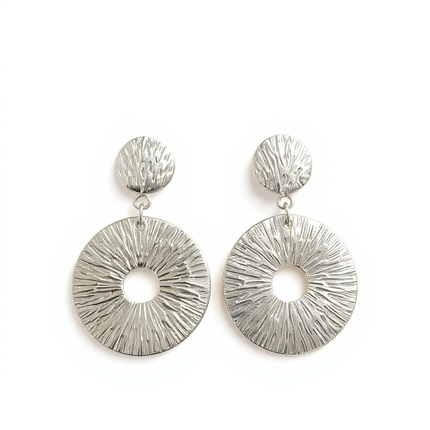 Orecchini Donna Shelly Cerchio Martellato Acciaio Vintage Chic Argento