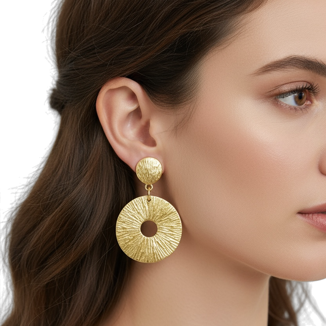 Orecchini Donna Shelly Cerchio Martellato Acciaio Vintage Chic Argento