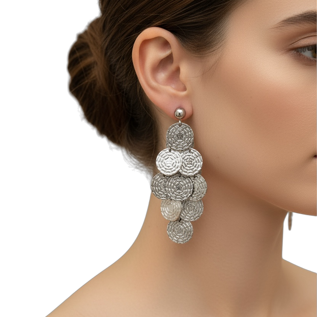 Orecchini Donna Shelly Pendenti Cerchio Martellato Acciaio Oro Argento