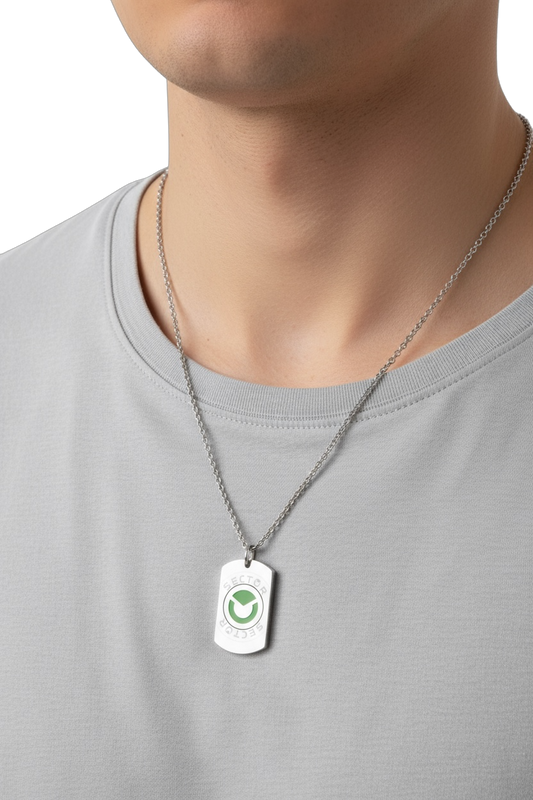 Collana Sector Uomo Acciaio Ciondolo Piastrina Logo Smalto Verde SZR07