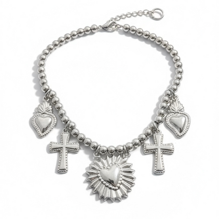 Bracciale Donna Shelly con Charms Sole e Cuore Elegante Acciaio Moda