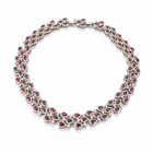 Collana Girocollo Donna Acciaio Collier Zirconi Rosso Rubino