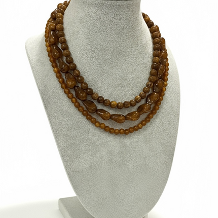 Collana Donna Shelly Multifilo 3 Fili Perle Sintetiche Blu Notte Marrone