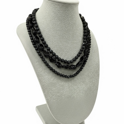 Collana Donna Shelly Multifilo 3 Fili Perle Sintetiche Blu Notte Marrone