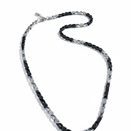 Collana Uomo Acciaio Bicolore Catena Maglie Moderna Urban