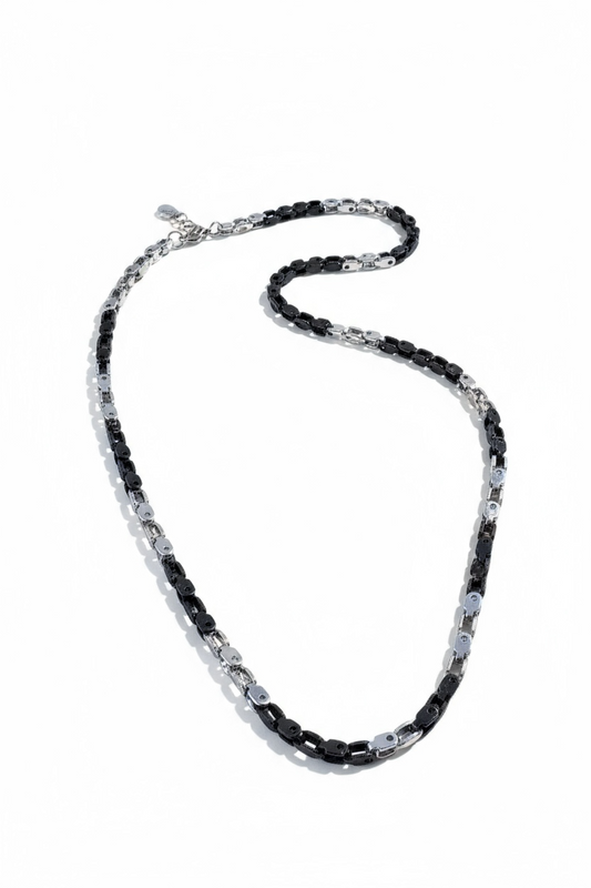 NUOVO Collana Uomo Acciaio Bicolore Catena a Maglie Stile Moderno Elegante