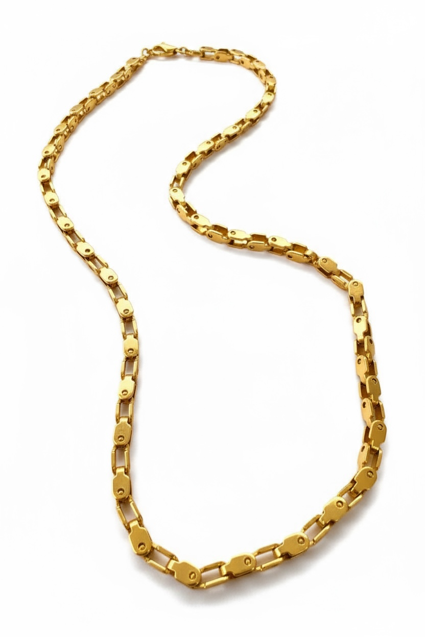 Collana Uomo Acciaio Bicolore Catena Maglie Moderna Urban