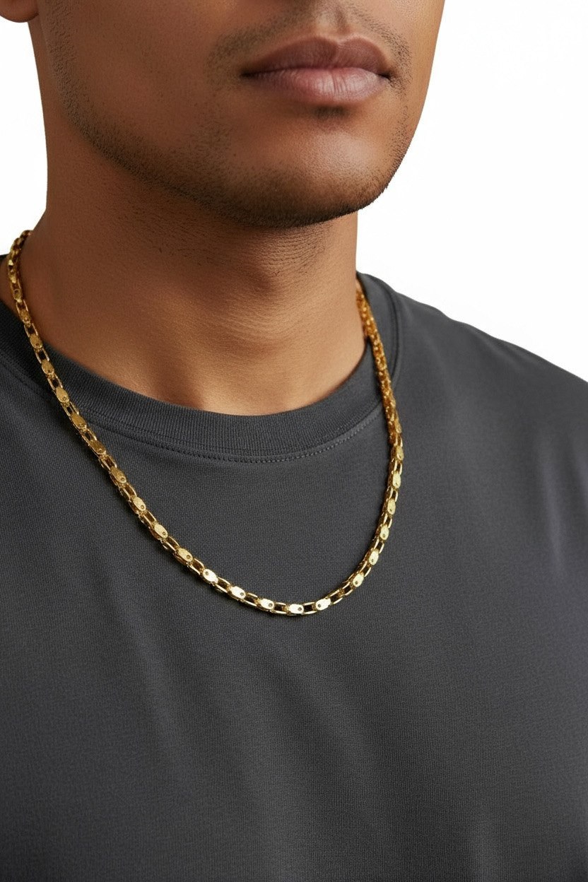 Collana Uomo Acciaio Bicolore Catena Maglie Moderna Urban