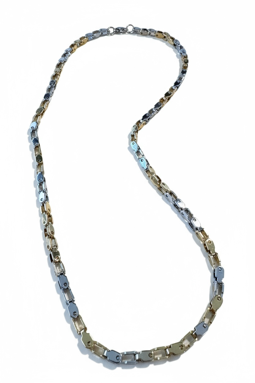 Collana Uomo Acciaio Bicolore Catena Maglie Moderna Urban