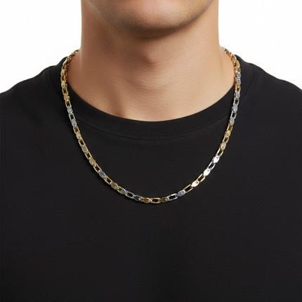 Collana Uomo Acciaio Bicolore Catena Maglie Moderna Urban