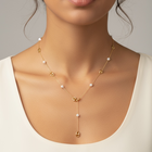 Collana Donna Acciaio Perla Sintetica Catena Marinara Stile Y Gold Silver