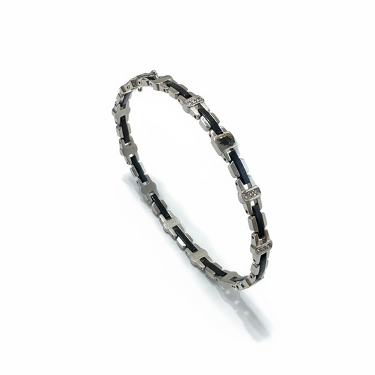 Bracciale Uomo Maserati Iconic Acciaio Cristalli Bianchi Blu JM523AVD32