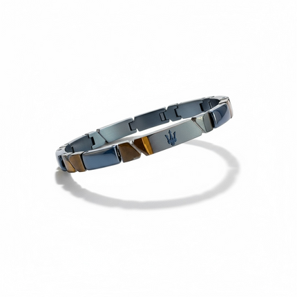 Bracciale Uomo Maserati Acciaio Brunito Ematite Occhio Tigre JM221ATZ01