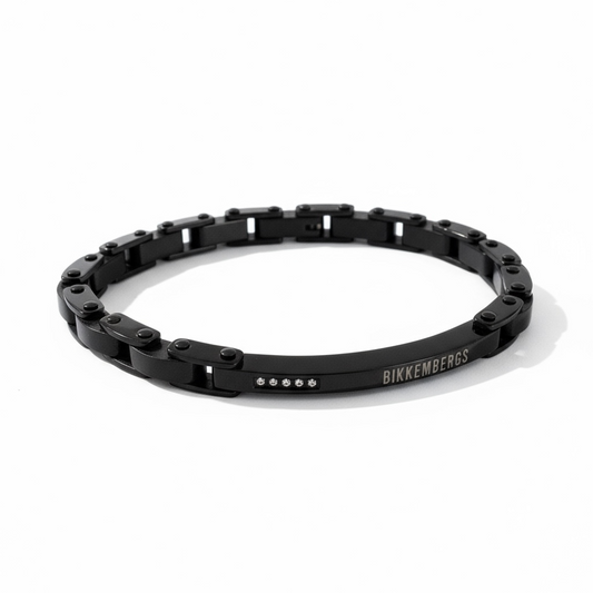 Bracciale Uomo Bikkembergs Acciaio Nero Catena Maglie Logo WILB05BB