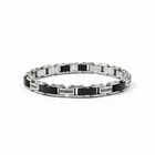 Bracciale Uomo Bikkembergs Acciaio Legno Ebano Maglie Logo 21cm WILB01WW