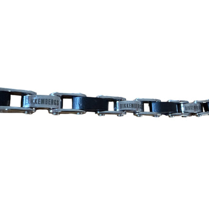 Bracciale Uomo Bikkembergs Acciaio Legno Ebano Maglie Logo 21cm WILB01WW