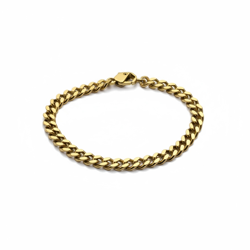 NUOVO Bikkembergs Bracciale Uomo Catena Groumette Acciaio Gold Finitura Lucida 21cm