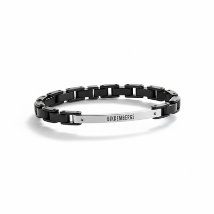 Bracciale Uomo Bikkembergs Acciaio Nero Catena Barra Logo WILB02BB