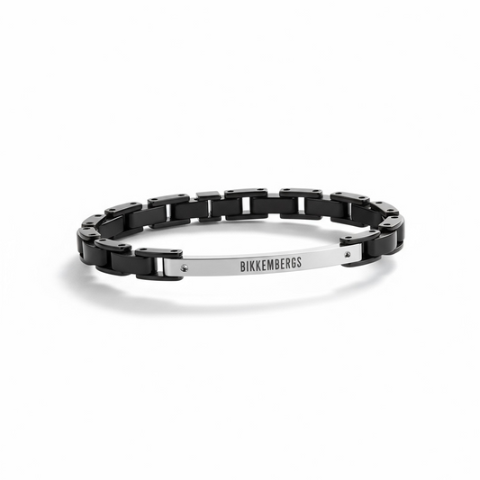 Bracciale Uomo Bikkembergs Acciaio Nero Catena Barra Logo WILB02BB