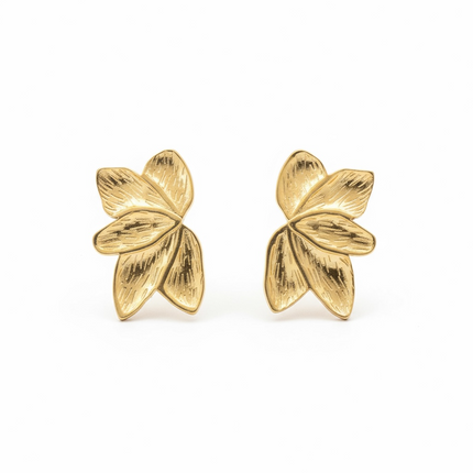 Orecchini Donna Shelly Acciaio Inossidabile Foglie Fiori Stud Gold