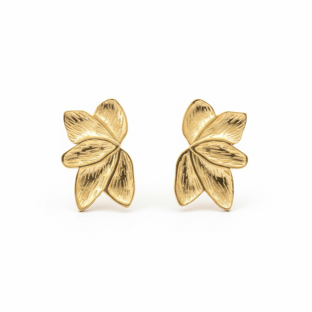 Orecchini Donna Shelly Acciaio Inossidabile Foglie Fiori Stud Gold