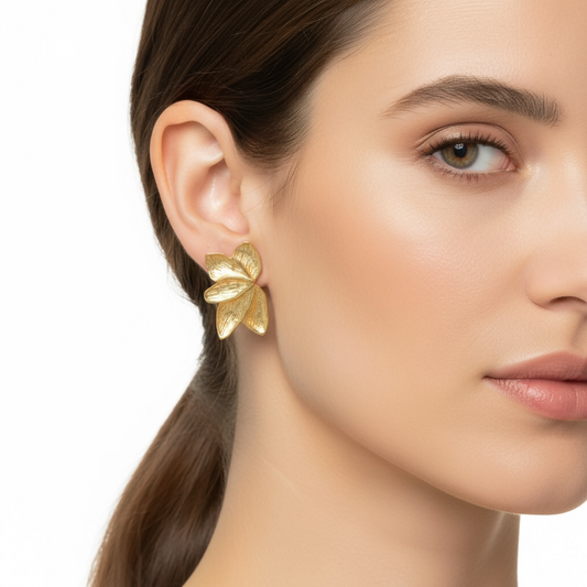 NUOVO Orecchini Donna Foglia Gold Stud Eleganti Fashion Gioielli Trend