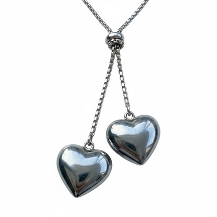 Collana Donna Shelly Saliscendi Acciaio Cuore Strass Bianchi 55cm Gold