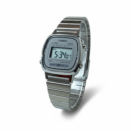 Orologio Casio donna vintage LA670WEA-7EF acciaio digitale quadrante grigio retrò
