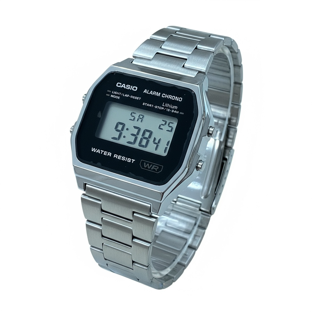 NUOVO Casio Orologio Vintage Acciaio Moda Retrò A158WEA-1EF Elegante Stile Chic