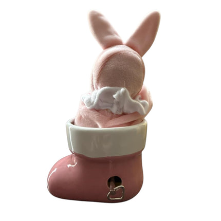 Scarpetta carillon Valenti ceramica azzurro rosa regalo battesimo nascita