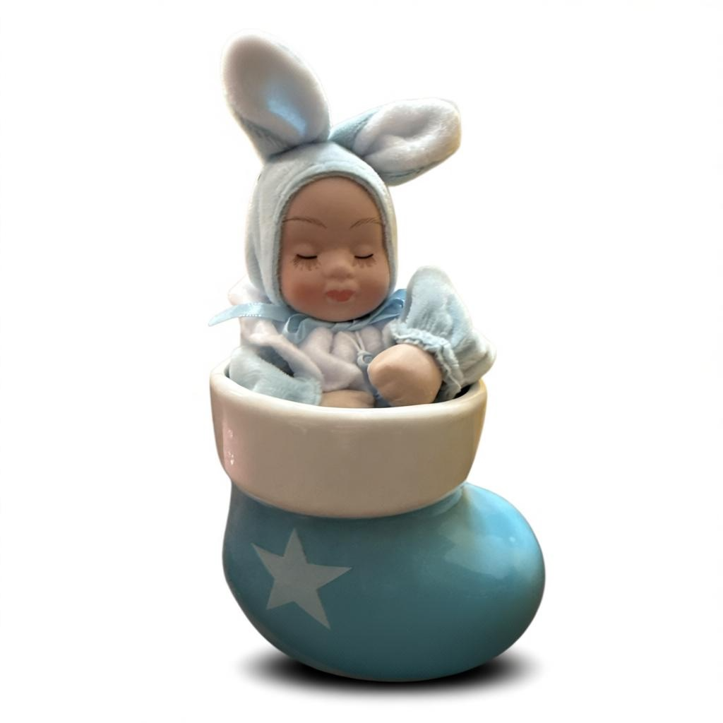 Nuovo Valenti Carillon Bimbi Scarpetta Musicale Ceramica Azzurro Rosa