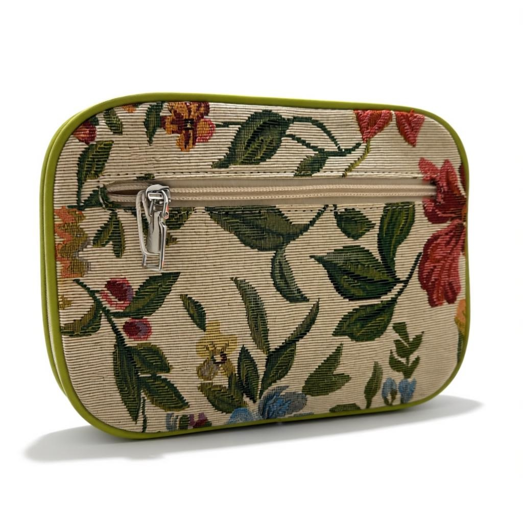 Borsa donna canvas verde estate dettaglio posteriore tracolla regolabile
