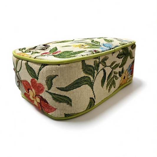 Borsa canvas verde donna tracolla regolabile dettaglio laterale tessuto
