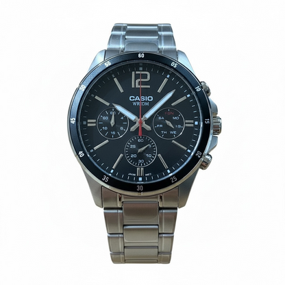 Orologio Uomo Casio Acciaio Multifunzione Ghiera Nera MTP-1374D-1AVDF