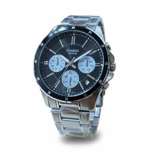 Orologio Uomo Casio Acciaio Multifunzione Quadrante Nero MTP-1374D-1A3VDF