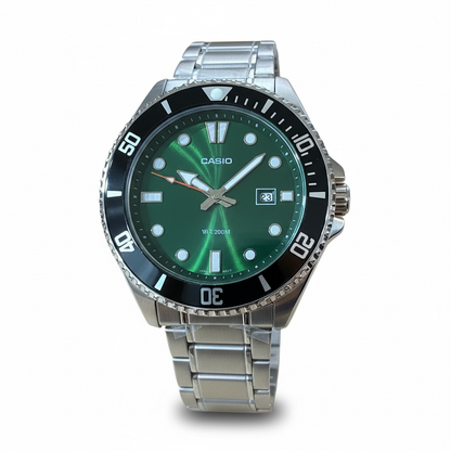Orologio Uomo Casio Acciaio Quadrante Verde Diver MDV-107D-3A2VDF