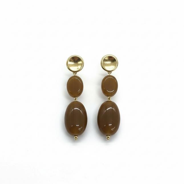 Orecchini Donna Shelly Oro Resina Caramello Pendenti TAT-SHORRESINGOCCIA-01