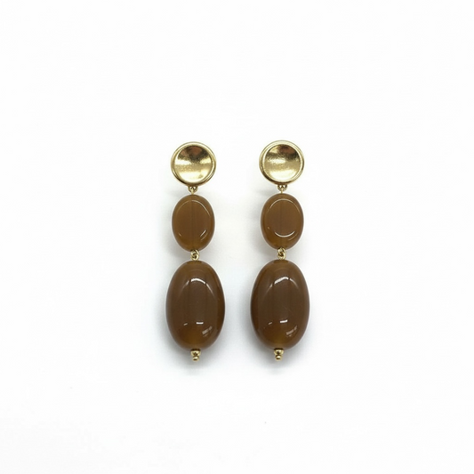 Orecchini Donna Shelly Oro Resina Caramello Pendenti TAT-SHORRESINGOCCIA-01