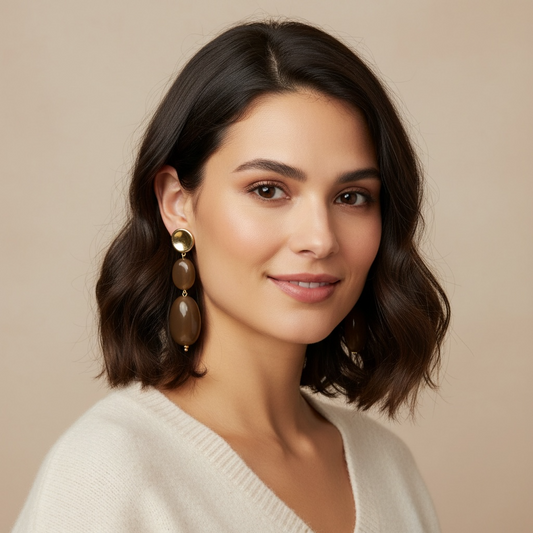 Orecchini Donna Shelly Oro Resina Caramello Pendenti TAT-SHORRESINGOCCIA-01