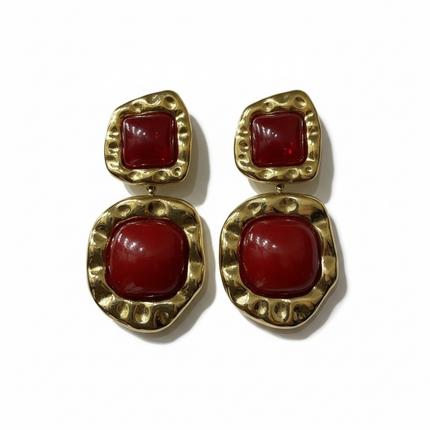 Orecchini Donna Shelly Pendenti Acciaio Resina Colorata Blu Rosso 12g